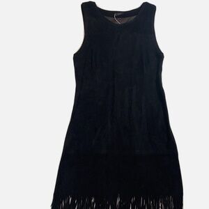 MLV Suede Leather Fringe Mini Dress Womens Size XS